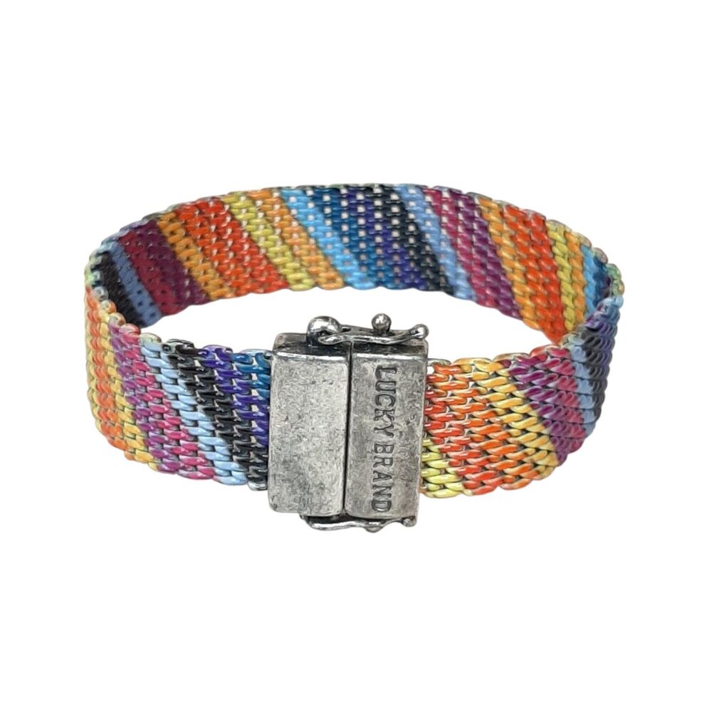 Vintage Lucky Brand Metal Chain Multicolor Bracelet Magnetic Closure 7.5 Inch